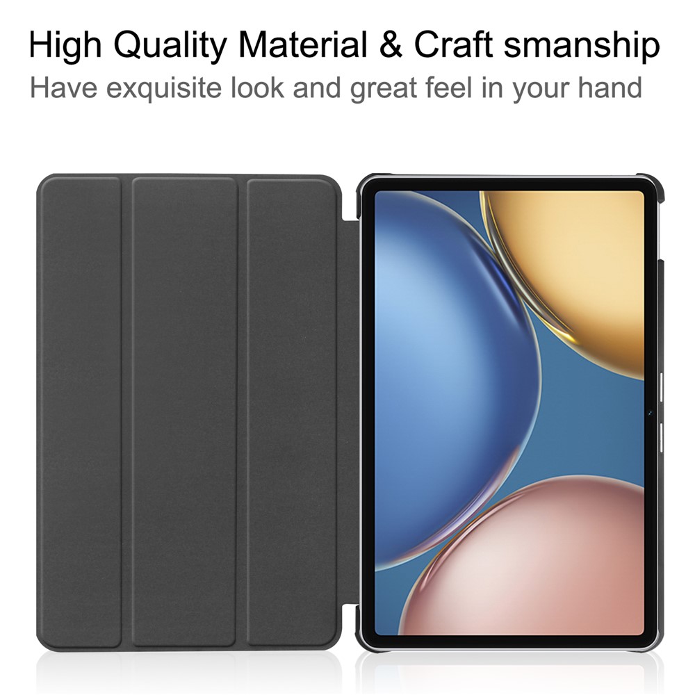Premium Tri-Fold PU Leather Anti-Drop Solid Color Ultra Slim Stand Tablet Case Cover with Auto Wake / Sleep for Honor Tablet V7 - Black-4