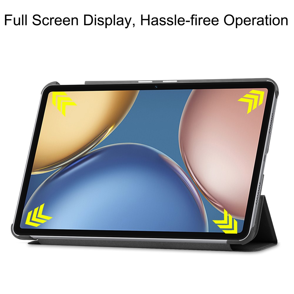 Premium Tri-Fold PU Leather Anti-Drop Solid Color Ultra Slim Stand Tablet Case Cover with Auto Wake / Sleep for Honor Tablet V7 - Black-5