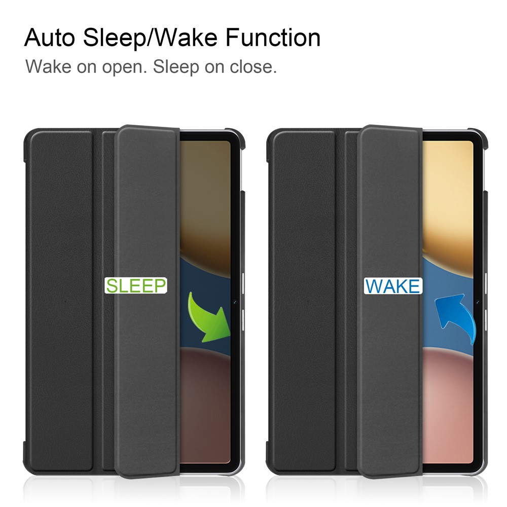 Premium Tri-Fold PU Leather Anti-Drop Solid Color Ultra Slim Stand Tablet Case Cover with Auto Wake / Sleep for Honor Tablet V7 - Black-6