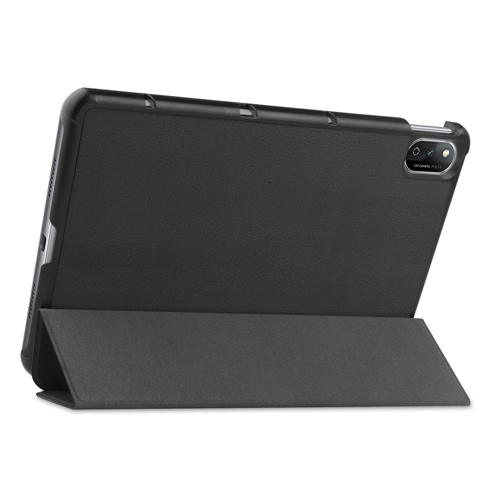 Premium Tri-Fold PU Leather Anti-Drop Solid Color Ultra Slim Stand Tablet Case Cover with Auto Wake / Sleep for Honor Tablet V7 - Black-8