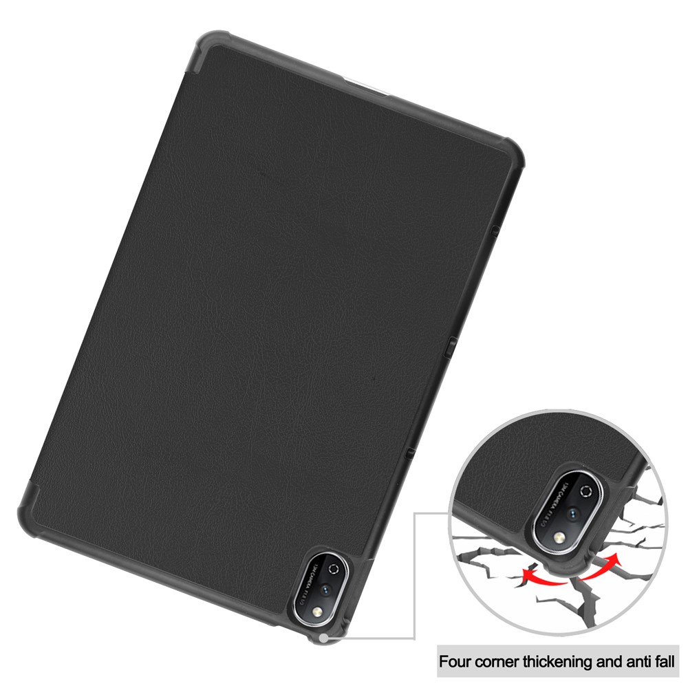 Premium Tri-Fold PU Leather Anti-Drop Solid Color Ultra Slim Stand Tablet Case Cover with Auto Wake / Sleep for Honor Tablet V7 - Black-9
