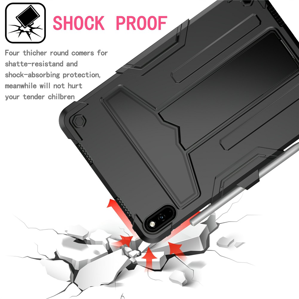 T-shaped Kickstand Well-protected PC + Silicone Tablet Case Cover for Huawei MatePad 11 (2021) - Black/Black-4