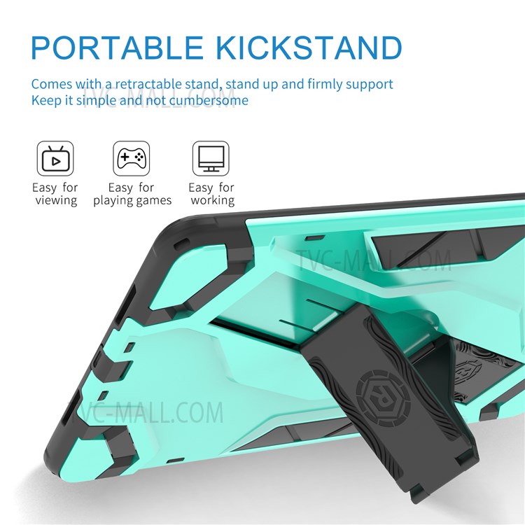Armor Shield Series Dual Layer PC + TPU Hybrid Shockproof Rugged Protective Cover with Folding Handle Kickstand for Huawei MatePad 11 (2021) - Dark Grey-10