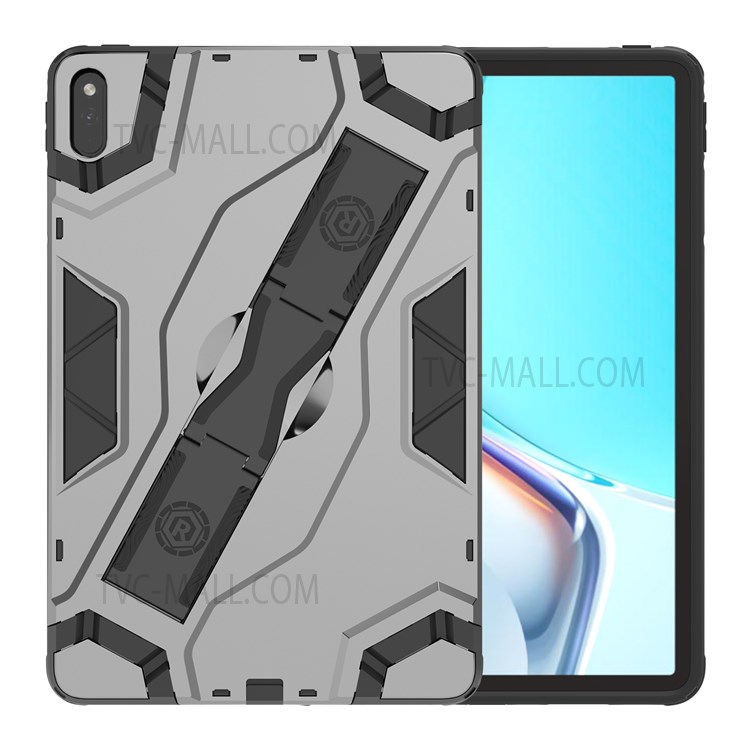 Armor Shield Series Dual Layer PC + TPU Hybrid Shockproof Rugged Protective Cover with Folding Handle Kickstand for Huawei MatePad 11 (2021) - Dark Grey-2