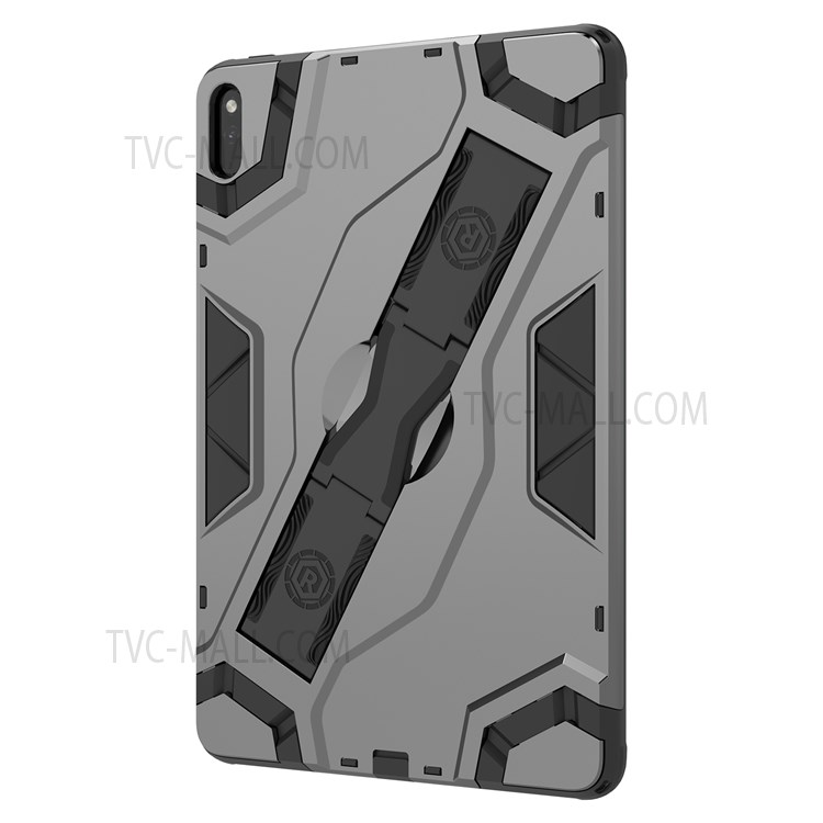 Armor Shield Series Dual Layer PC + TPU Hybrid Shockproof Rugged Protective Cover with Folding Handle Kickstand for Huawei MatePad 11 (2021) - Dark Grey-5
