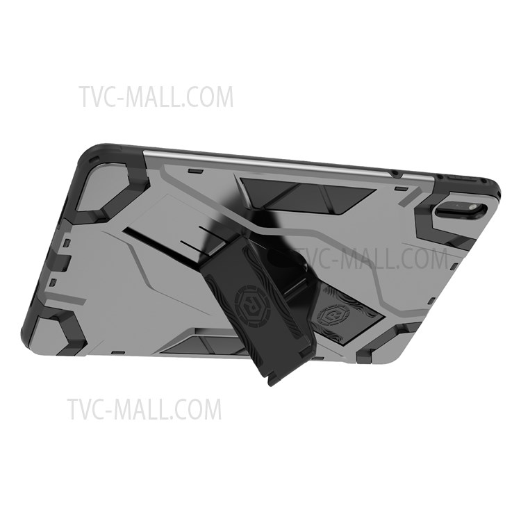 Armor Shield Series Dual Layer PC + TPU Hybrid Shockproof Rugged Protective Cover with Folding Handle Kickstand for Huawei MatePad 11 (2021) - Dark Grey-6