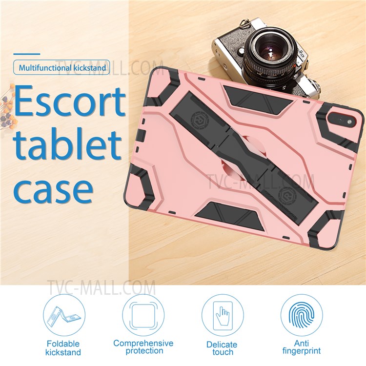 Armor Shield Series Dual Layer PC + TPU Hybrid Shockproof Rugged Protective Cover with Folding Handle Kickstand for Huawei MatePad 11 (2021) - Dark Grey-7