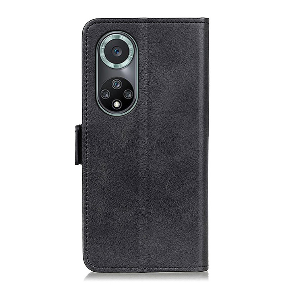 Shockproof Stylish PU Leather Wallet Stand Flip Folio Cover Soft TPU Protective Interior Case for Honor 50 Pro - Black-3