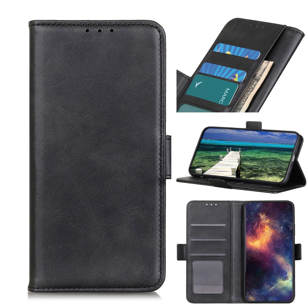Shockproof Stylish PU Leather Wallet Stand Flip Folio Cover Soft TPU Protective Interior Case for Honor 50 Pro - Black-8