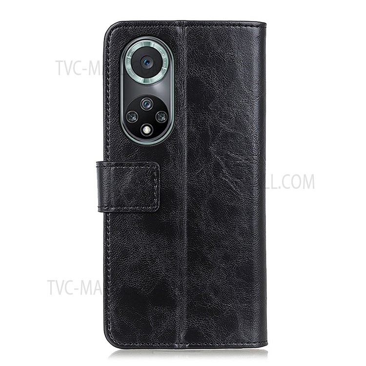 Stylish Wallet Stand Design Scratch-Resistant Anti-Collision Leather Case Protective Cover for Honor 50 Pro - Black-3