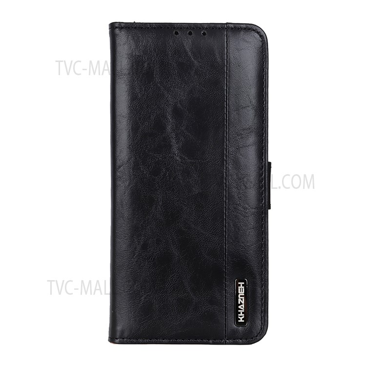 KHAZNEH Textured Practical Wallet Stand Design All-Inclusive PU Leather Case Protective Cover for Honor 50 - Black-2