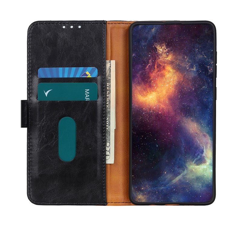 KHAZNEH Textured Practical Wallet Stand Design All-Inclusive PU Leather Case Protective Cover for Honor 50 - Black-5