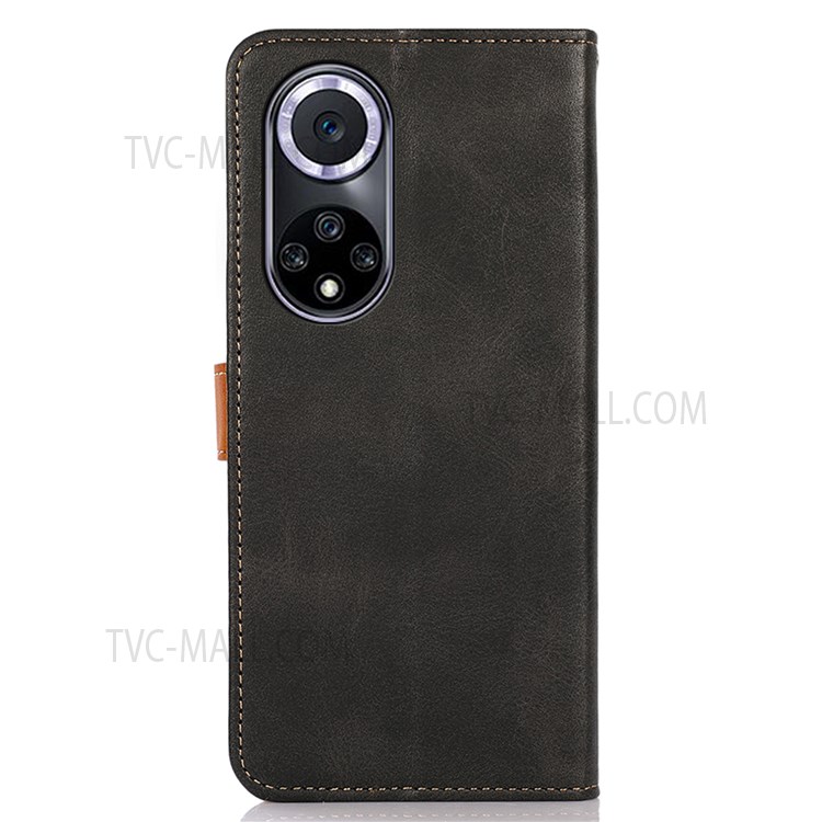 KHAZNEH For Huawei nova 9 PU Leather Phone Case Wallet Stand Magnetic Golden Clasp Folio Shockproof Phone Cover - Black-3