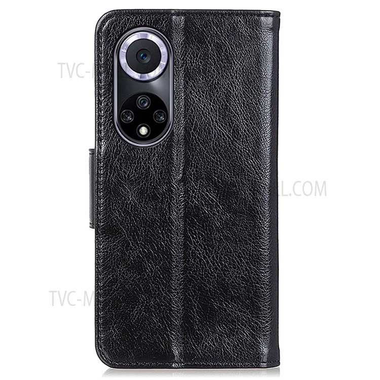 Nappa Texture Split Leather Wallet Case Soft TPU Shockproof Protective Stand Flip Phone Cover for Huawei nova 9 - Black-3