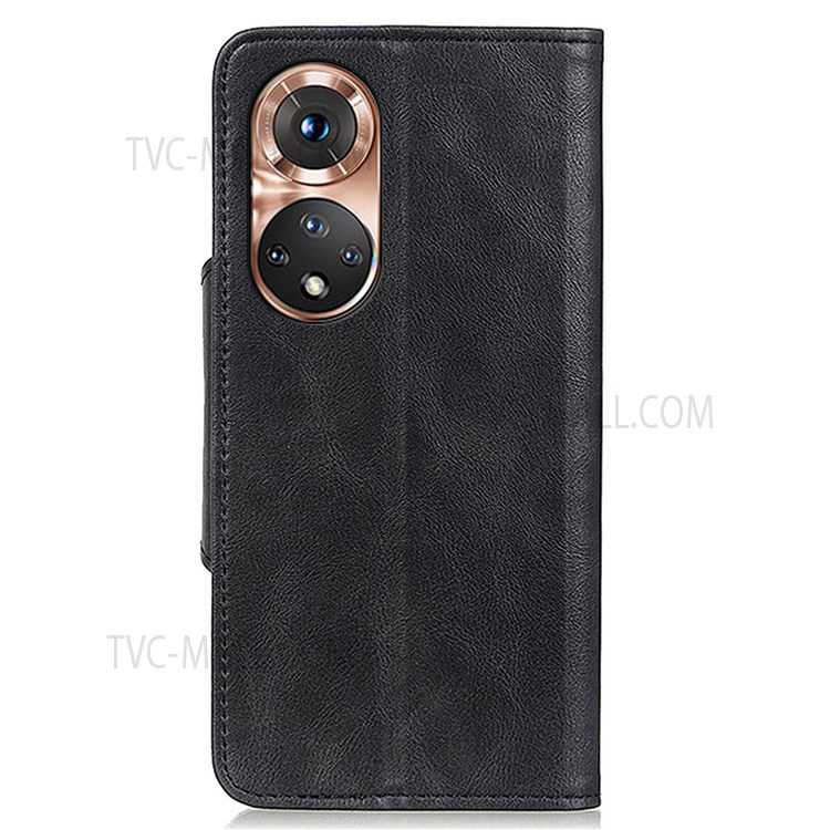 PU Leather Wallet Brass Buckle Design Stand Case with Magnetic Closure for Huawei nova 9 - Black-3