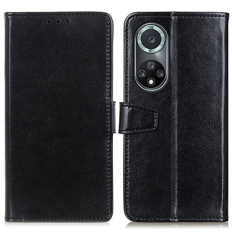 Magnetic Closure PU Leather Wallet Design Protective Phone Case Cover for Honor 50 Pro - Black-1
