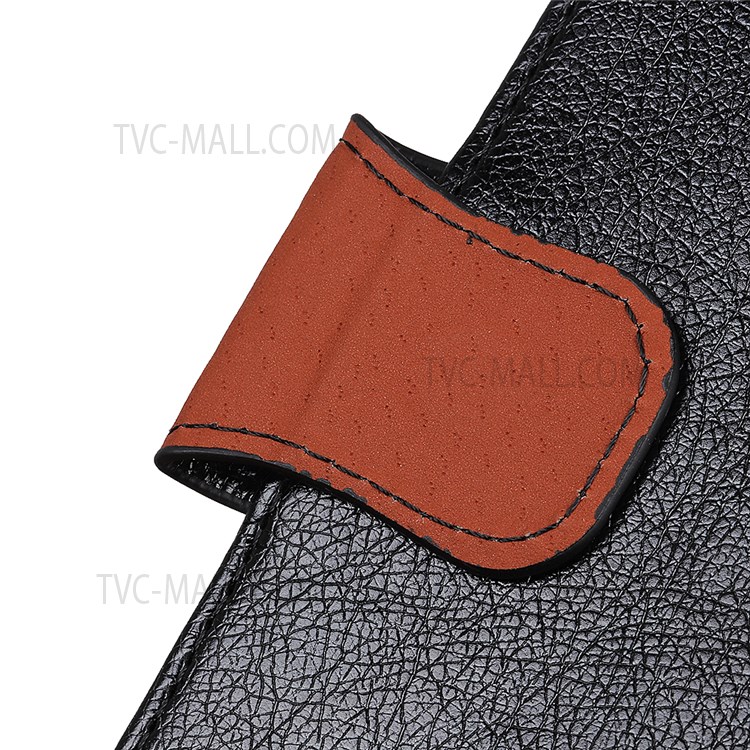 Wallet Case Nappa Texture Split Leather + Soft TPU Shockproof Protective Stand Flip Phone Cover for Honor 50 Pro - Black-8