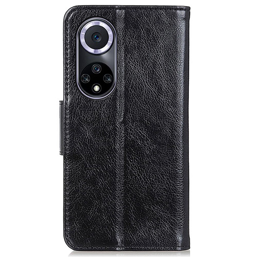 For Honor 50 Nappa Texture Split Leather Wallet Soft TPU Shockproof Protective Stand Flip Phone Case - Black-3