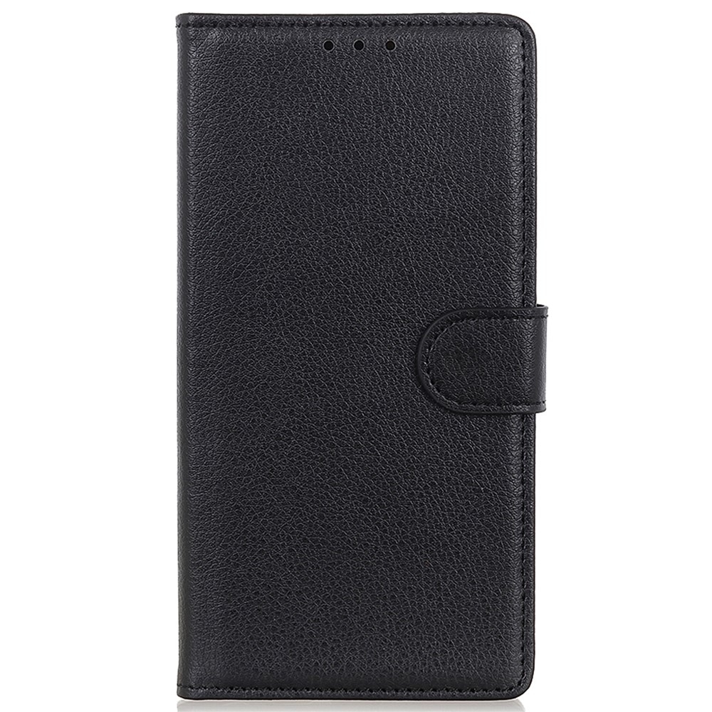 Litchi Texture Scratch Resistant Shock-absorption PU Leather Stand Wallet Phone Case Cover for Honor 50 - Black-2