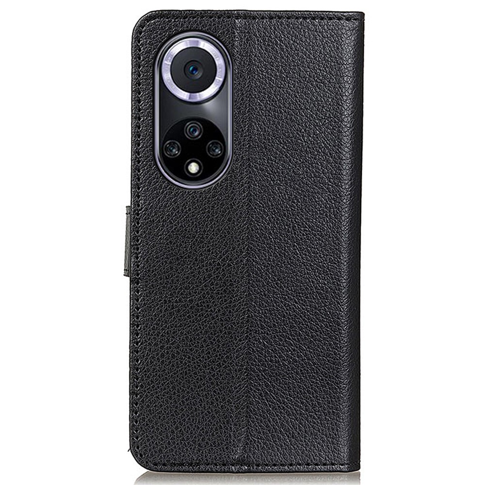 Litchi Texture Scratch Resistant Shock-absorption PU Leather Stand Wallet Phone Case Cover for Honor 50 - Black-3