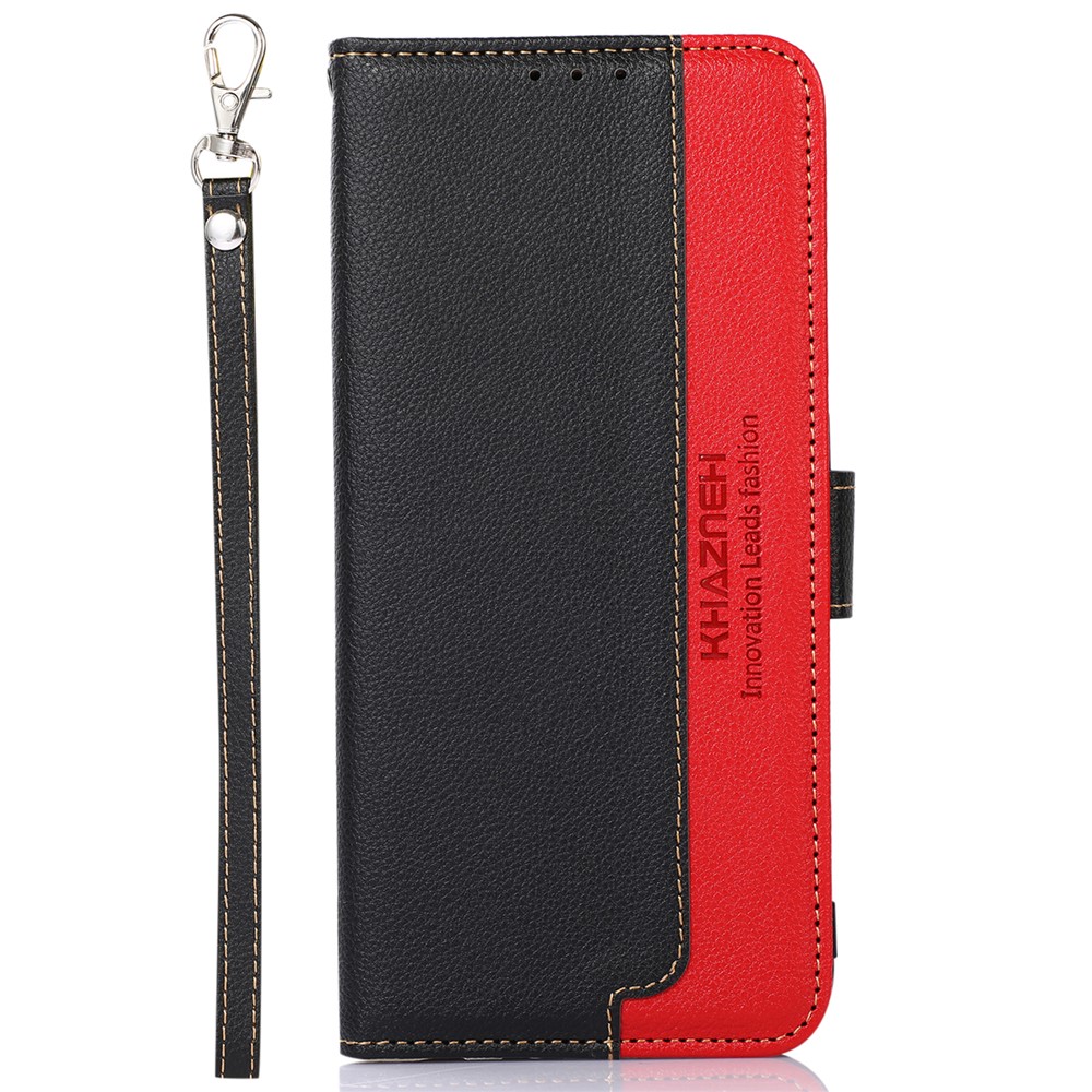 KHAZNEH RFID Blocking Litchi Texture Leather Wallet Phone Case Cover for Honor 50 - Black-2