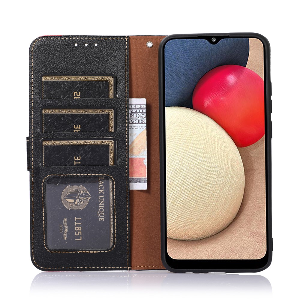 KHAZNEH RFID Blocking Litchi Texture Leather Wallet Phone Case Cover for Honor 50 - Black-6