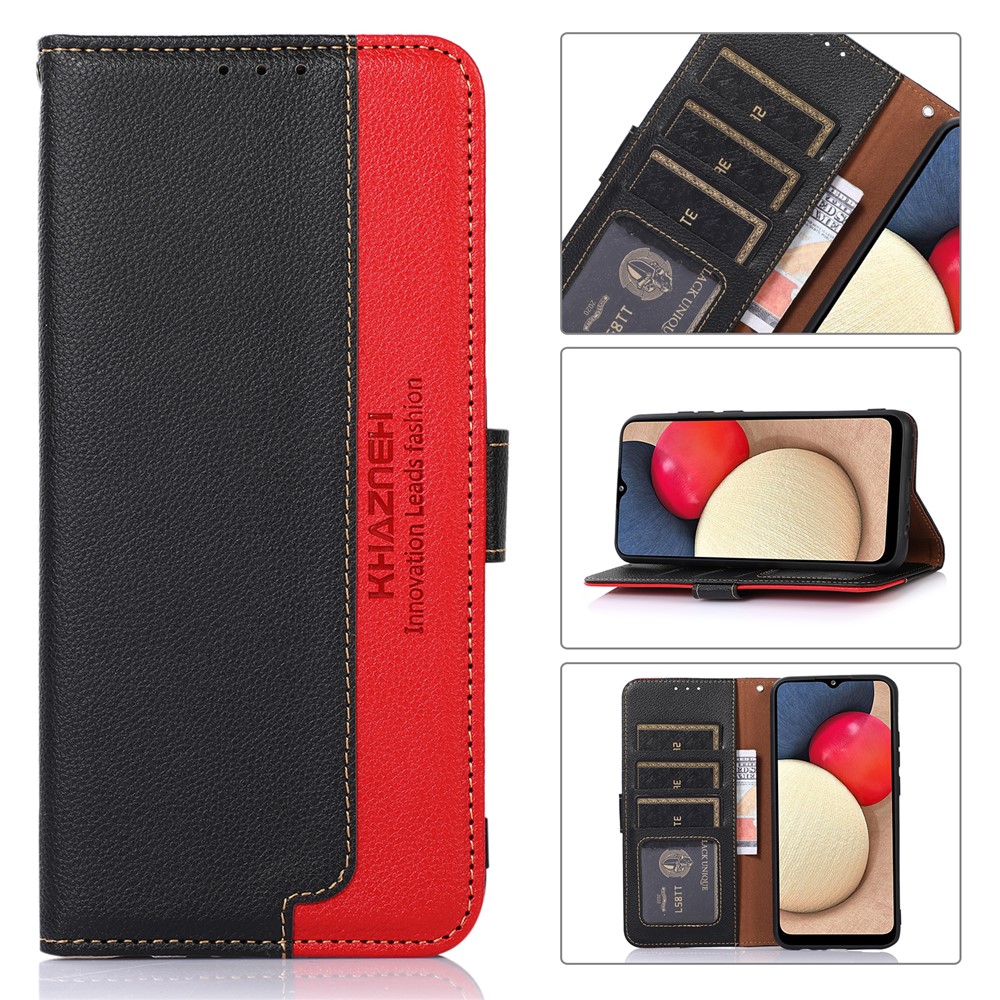 KHAZNEH RFID Blocking Litchi Texture Leather Wallet Phone Case Cover for Honor 50 - Black-8