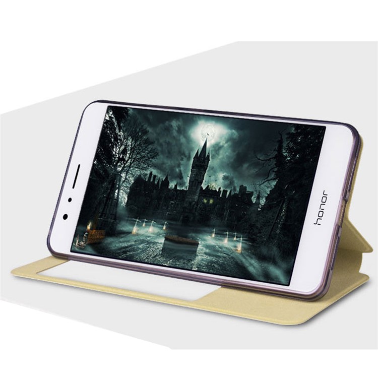 MOFI Hui Series View Window Stand Shell for Huawei Honor 8 - Gold-11