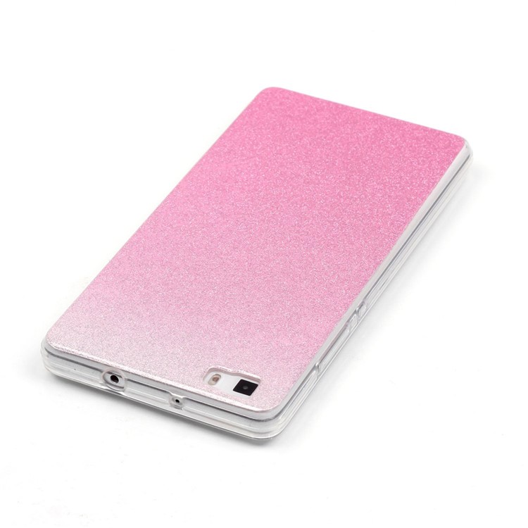 Gradient Glitter Powder IMD TPU Gel Case for Huawei Ascend P8 Lite - Pink-5