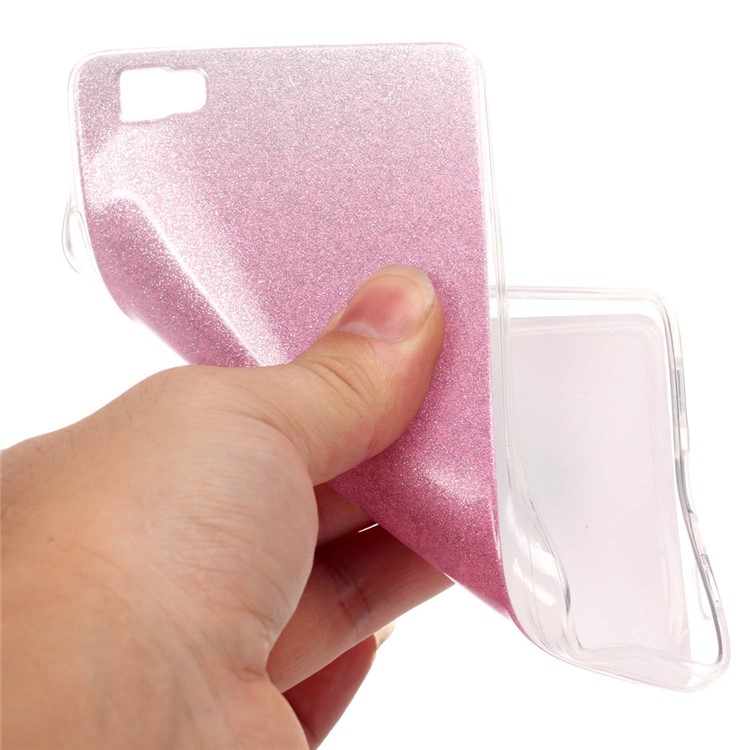 Gradient Glitter Powder IMD TPU Gel Case for Huawei Ascend P8 Lite - Pink-6