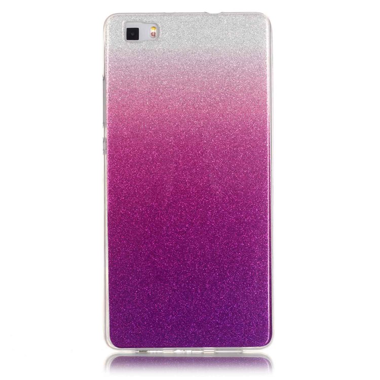 Gradient Glitter Powder IMD TPU Case for Huawei Ascend P8 Lite - Silver + Purple-1