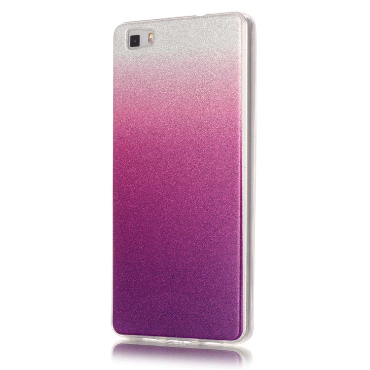 Gradient Glitter Powder IMD TPU Case for Huawei Ascend P8 Lite - Silver + Purple-3
