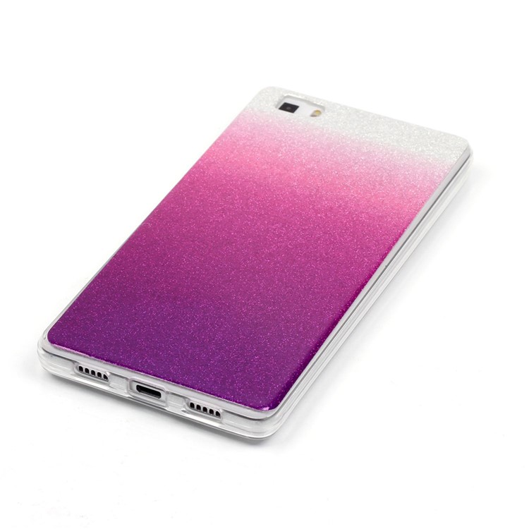 Gradient Glitter Powder IMD TPU Case for Huawei Ascend P8 Lite - Silver + Purple-4