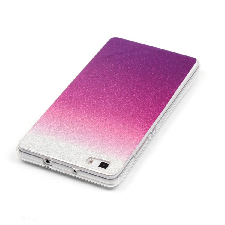 Gradient Glitter Powder IMD TPU Case for Huawei Ascend P8 Lite - Silver + Purple-5