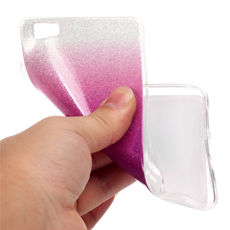 Gradient Glitter Powder IMD TPU Case for Huawei Ascend P8 Lite - Silver + Purple-6