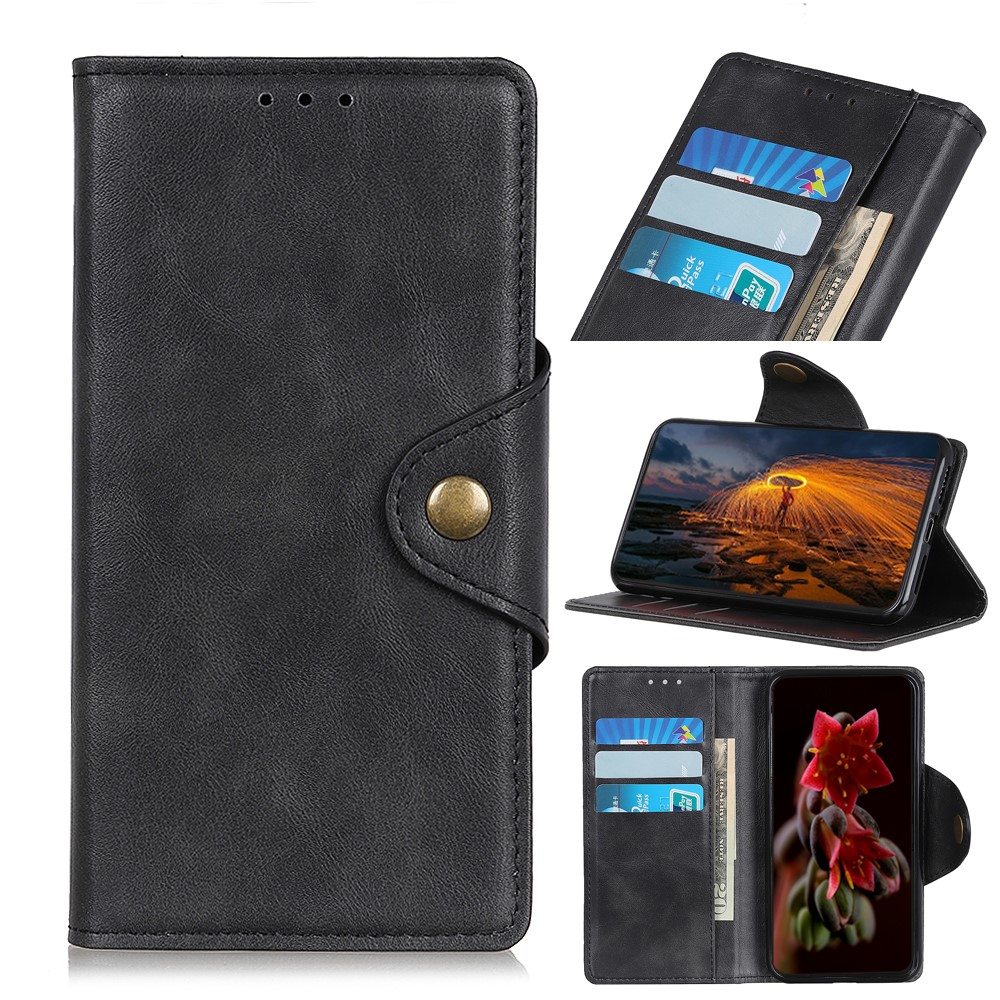 Brass Buckle Closure Full Body Protection Leather Stand Wallet Mobile Phone Cover Case for Honor 50 Lite/Huawei nova 8i - Black-11