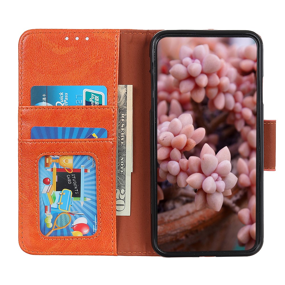 Split Leather Nappa Texture Drop-resistant Stand Wallet Cover Phone Case for Huawei nova 9 Pro - Orange-4