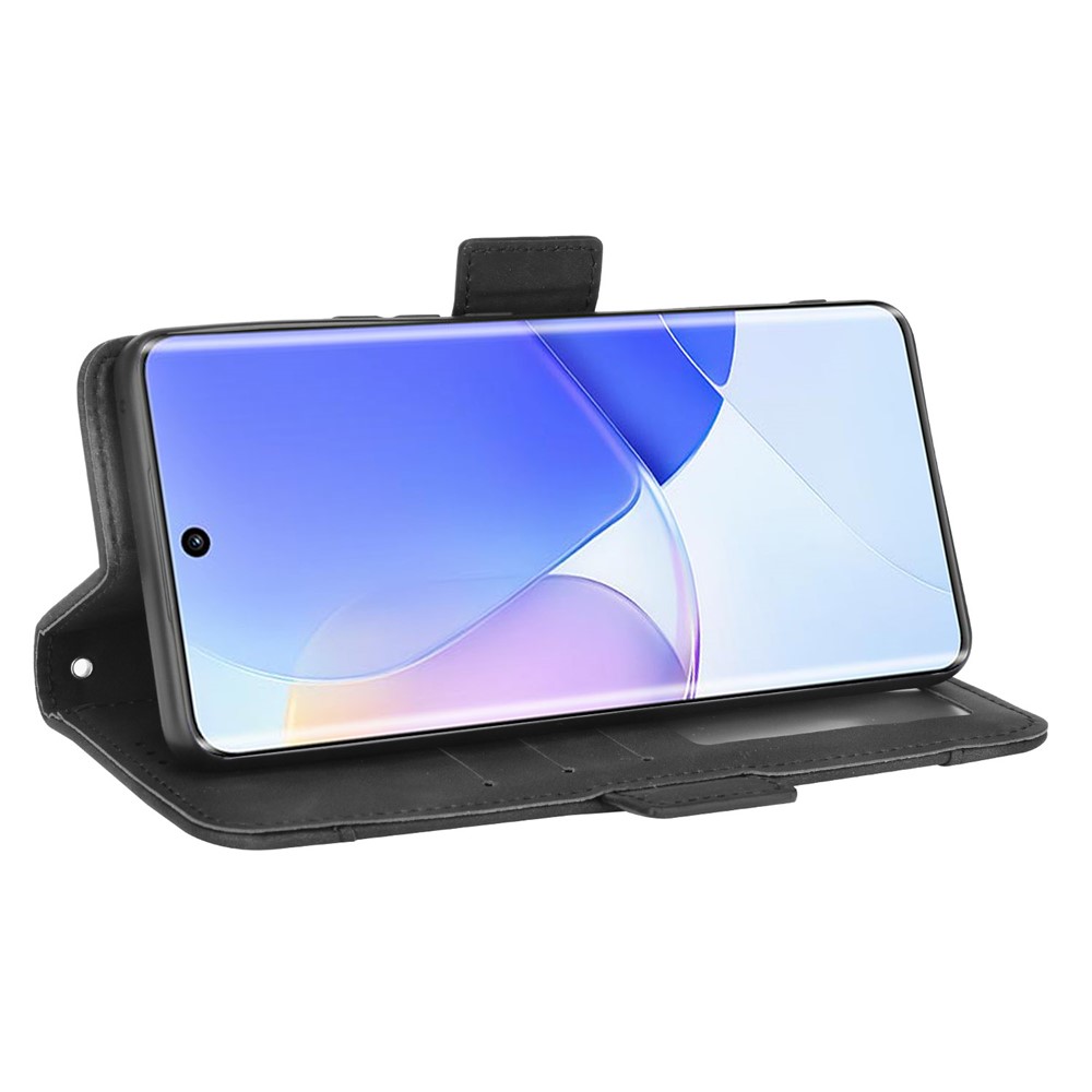 PU Leather Flip Phone Cover Multiple Card Slot Wallet Stand Protective Case for Huawei nova 9 - Black-5