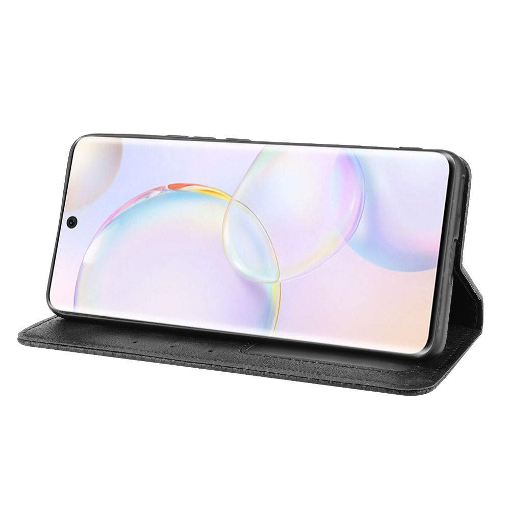 Scratch Resistant Case Wallet Retro Textured Surface Anti-Drop Phone Leather Stand Cover for Honor 50 - Black-5