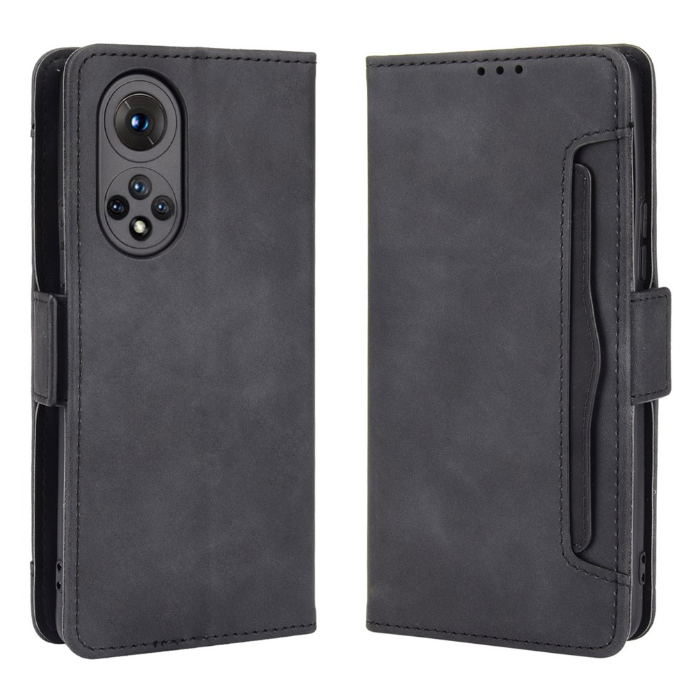 For Honor 50 Special Flip Phone Case Multiple Card Slot Design PU Leather Wallet Cover Protector - Black-1