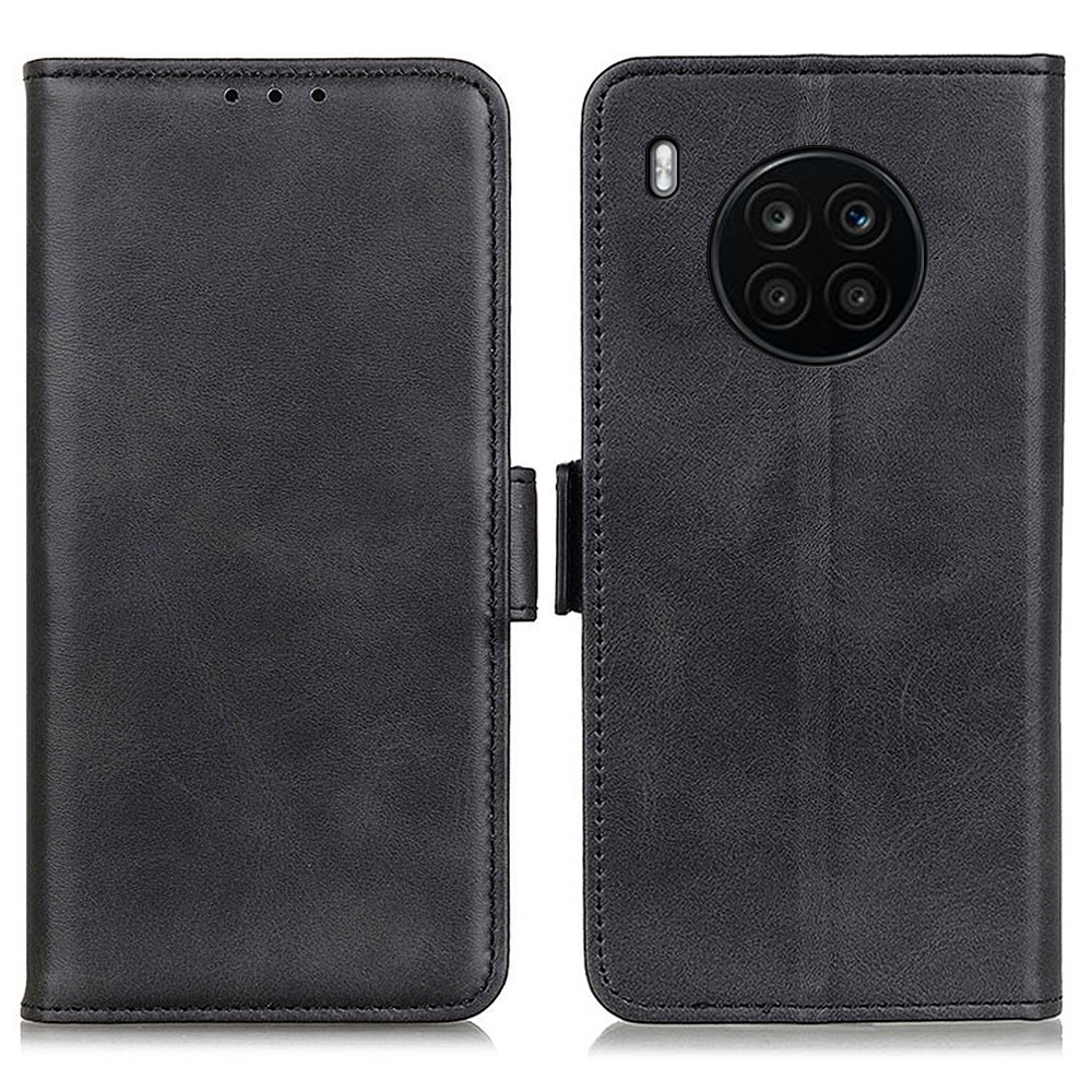 Magnetic PU Leather Protective Folio Flip Wallet Phone Cover with Stand Feature for Honor 50 Lite / Huawei nova 8i - Black-1