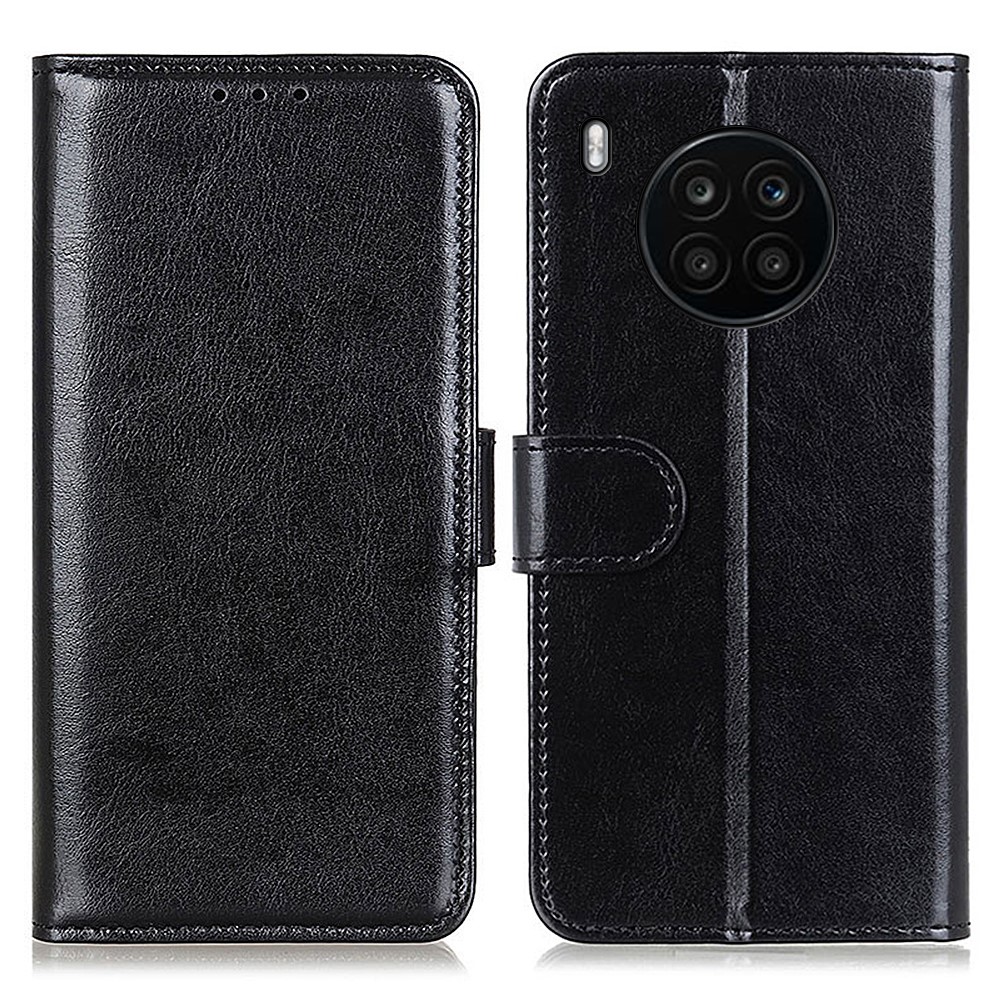 Crazy Horse Texture Soft PU Leather Flip Folio Wallet Stand Protective Phone Cover for Honor 50 Lite / Huawei nova 8i - Black-1