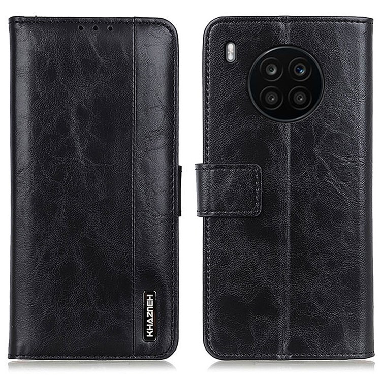 KHAZNEH Fashion Durable PU Leather Magnetic Flip Stand Wallet Phone Case for Honor 50 Lite / Huawei nova 8i - Black-1