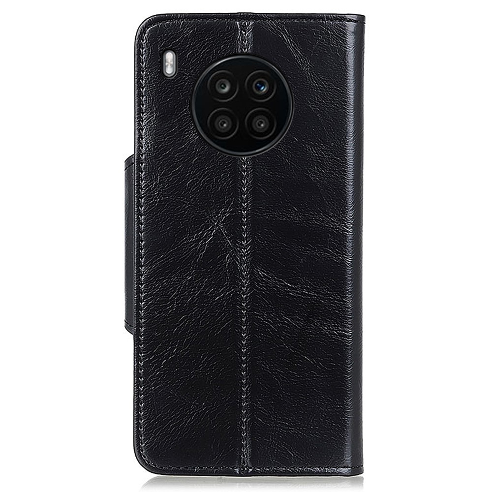 KHAZNEH PU Leather Stand Flip Folio Wallet Phone Case with Magnetic Clasp for Honor 50 Lite / Huawei nova 8i - Black-3