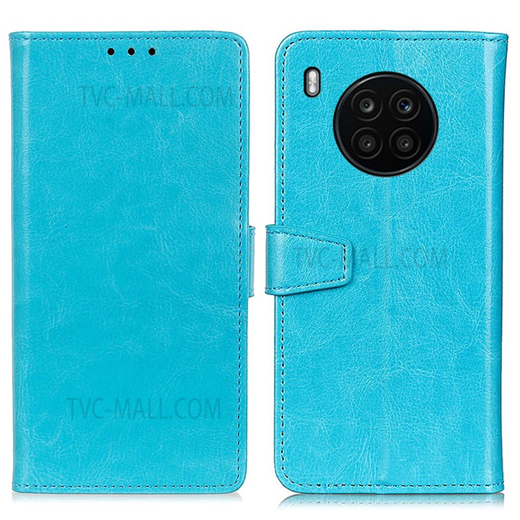 All-Inclusive Phone Stand Wallet Cover Textured Leather Shell for Huawei nova 8i/Honor 50 Lite - Blue-1