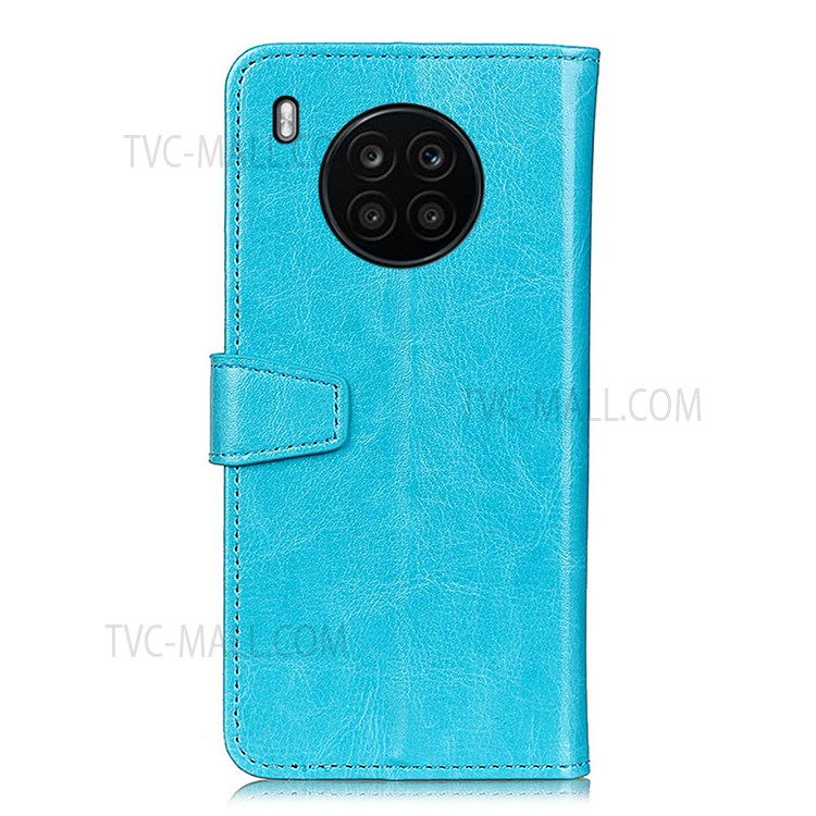 All-Inclusive Phone Stand Wallet Cover Textured Leather Shell for Huawei nova 8i/Honor 50 Lite - Blue-3