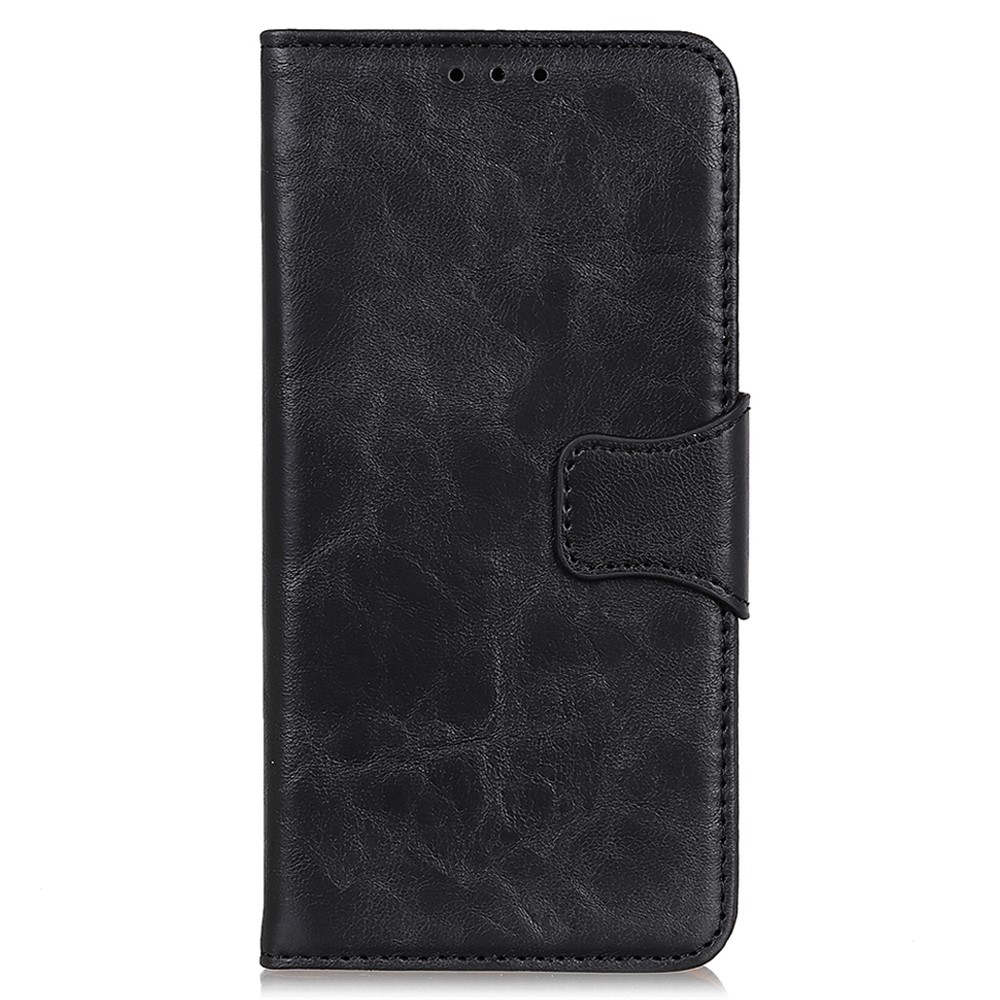 Retro Crazy Horse Texture Split Leather Wallet Cover Shell with Stand Function for Huawei nova 8i/Honor 50 Lite - Black-2