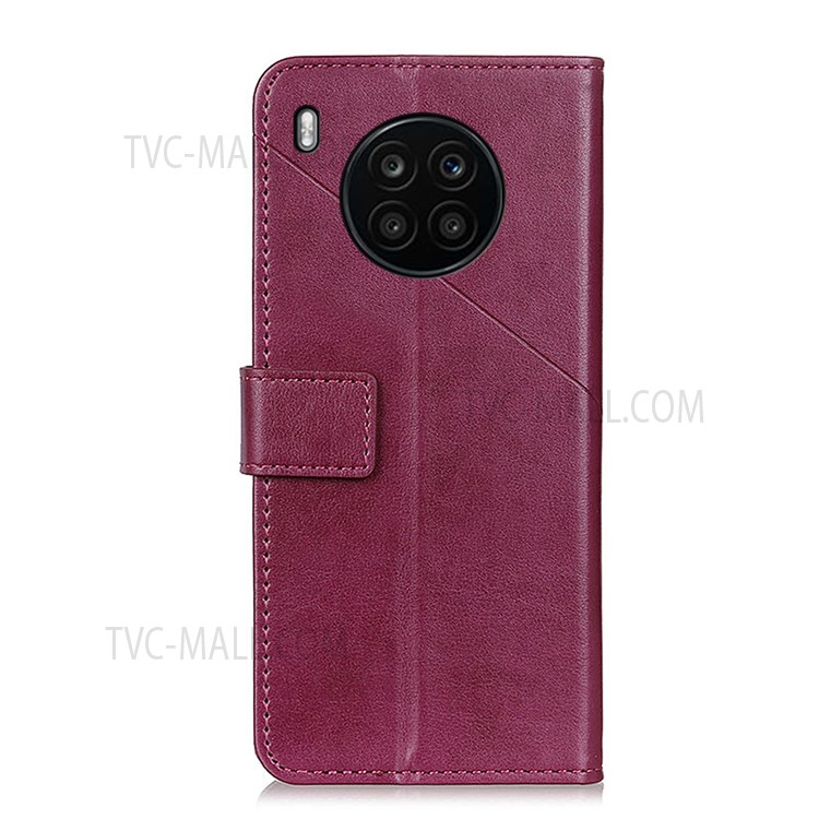 Stand Wallet Design Folio Flip PU Leather Phone Case Overall Protection Shell for Huawei nova 8i/Honor 50 Lite - Red-3