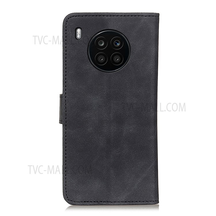 KHAZNEH Vintage Style Leather Phone Stand Wallet Shell Flip Cover for Huawei nova 8i/Honor 50 Lite - Black-3