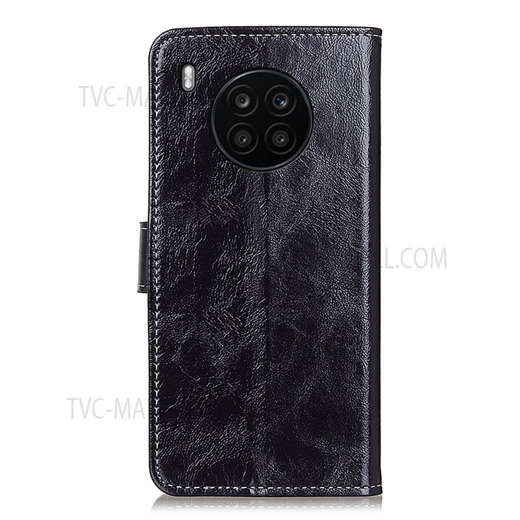 Vintage Style Crazy Horse Texture PU Leather Wallet Stand Flip Phone Full-Protection Shell Case for Huawei nova 8i/Honor 50 Lite - Black-3